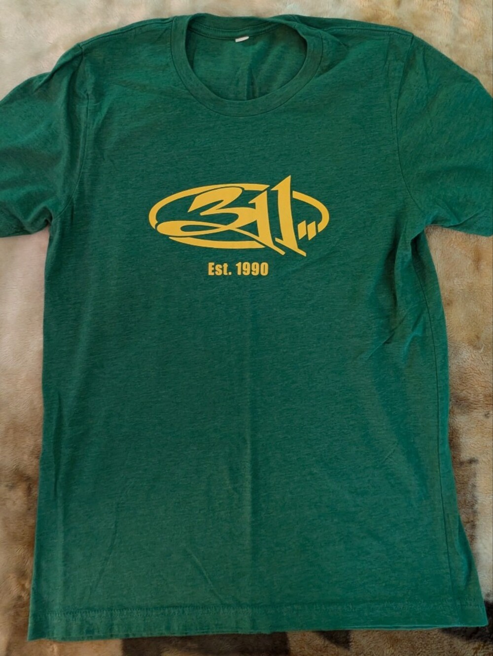 311 Logo Tee in Green with Yellow Graphic
